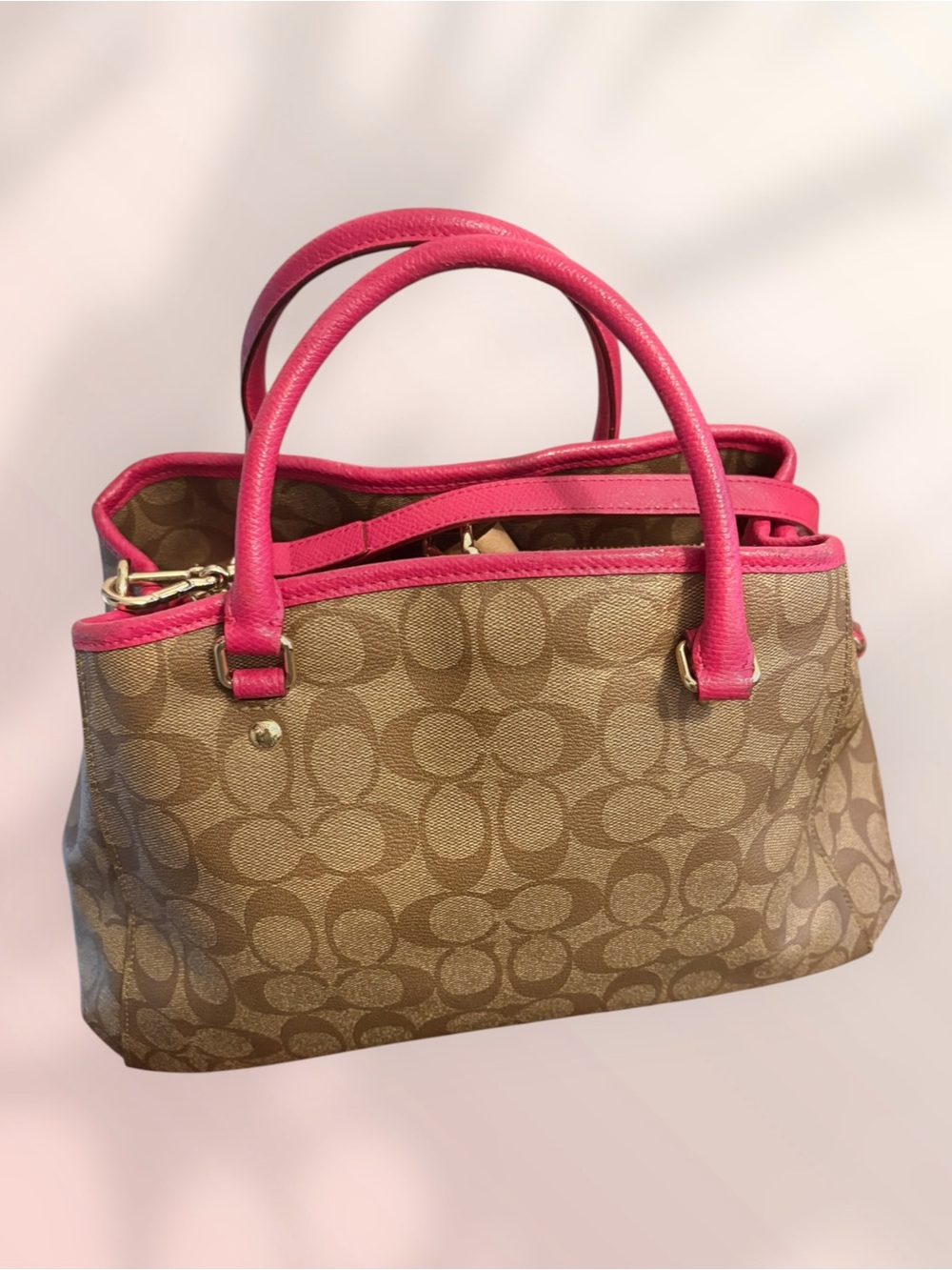 Coach Margot Carryall Satchel with Certificate of Authenticity Pink Trim - Picture 7 of 16